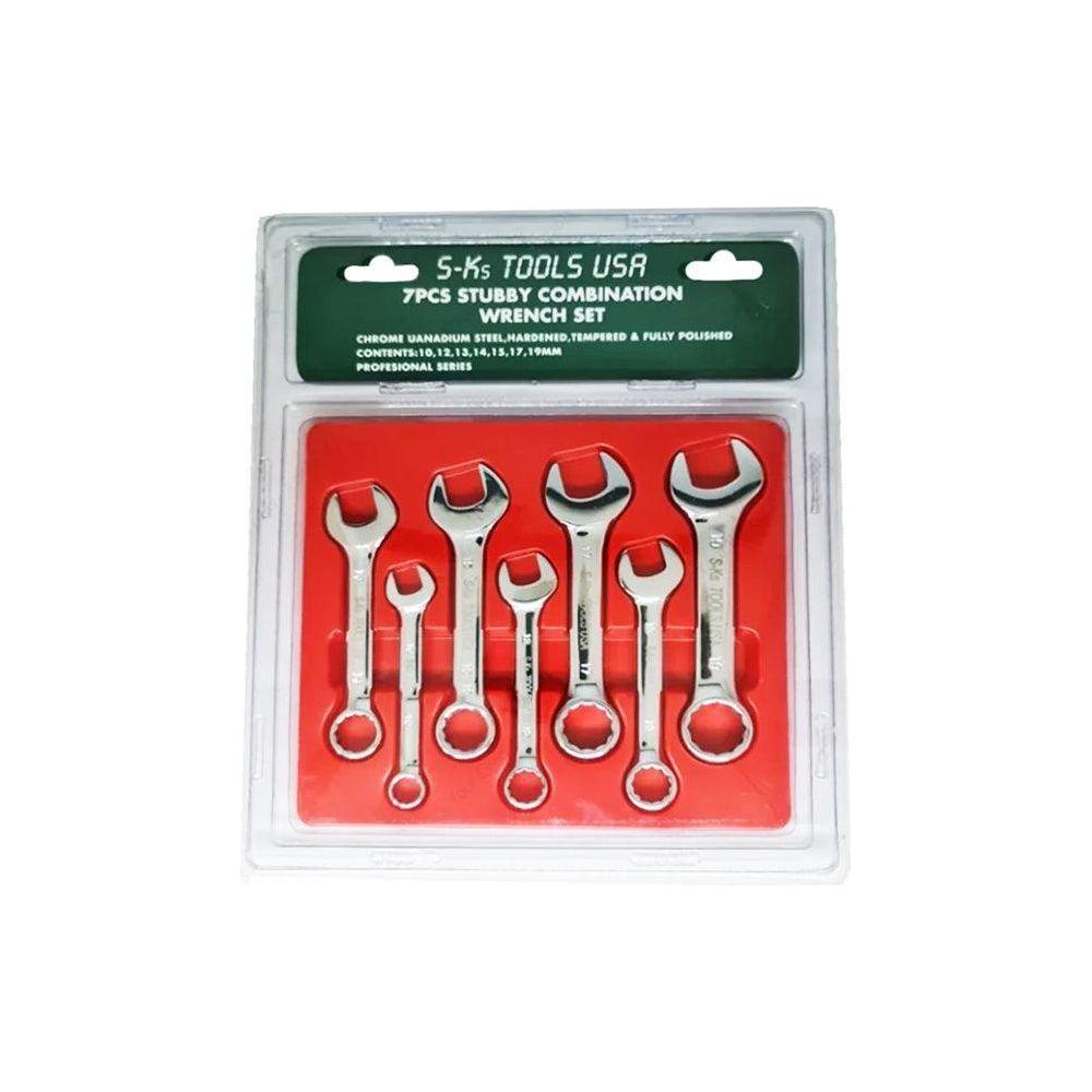 S-Ks 7pcs Stubby Combination Wrench Set 10-19mm - KHM Megatools Corp. S-Ks 7pcs Stubby Combination Wrench Set 10-19mm - KHM Megatools Corp.